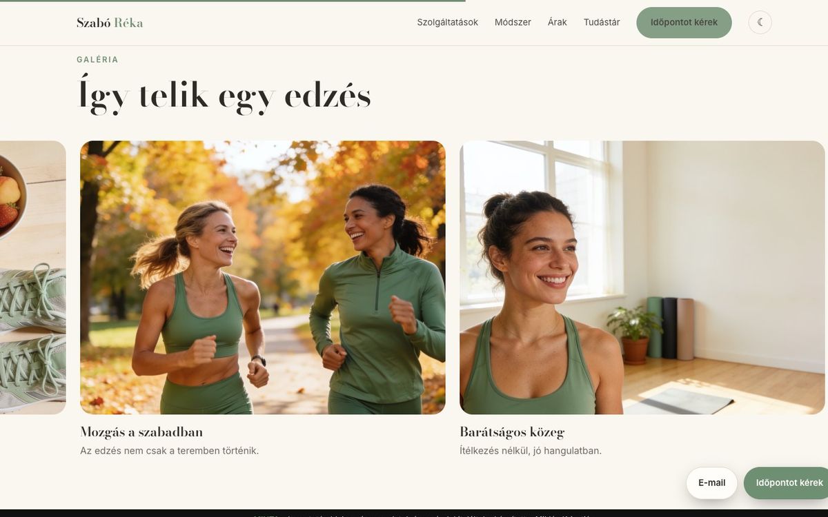 Vízszintesen gördülő galéria – a mintaoldalon