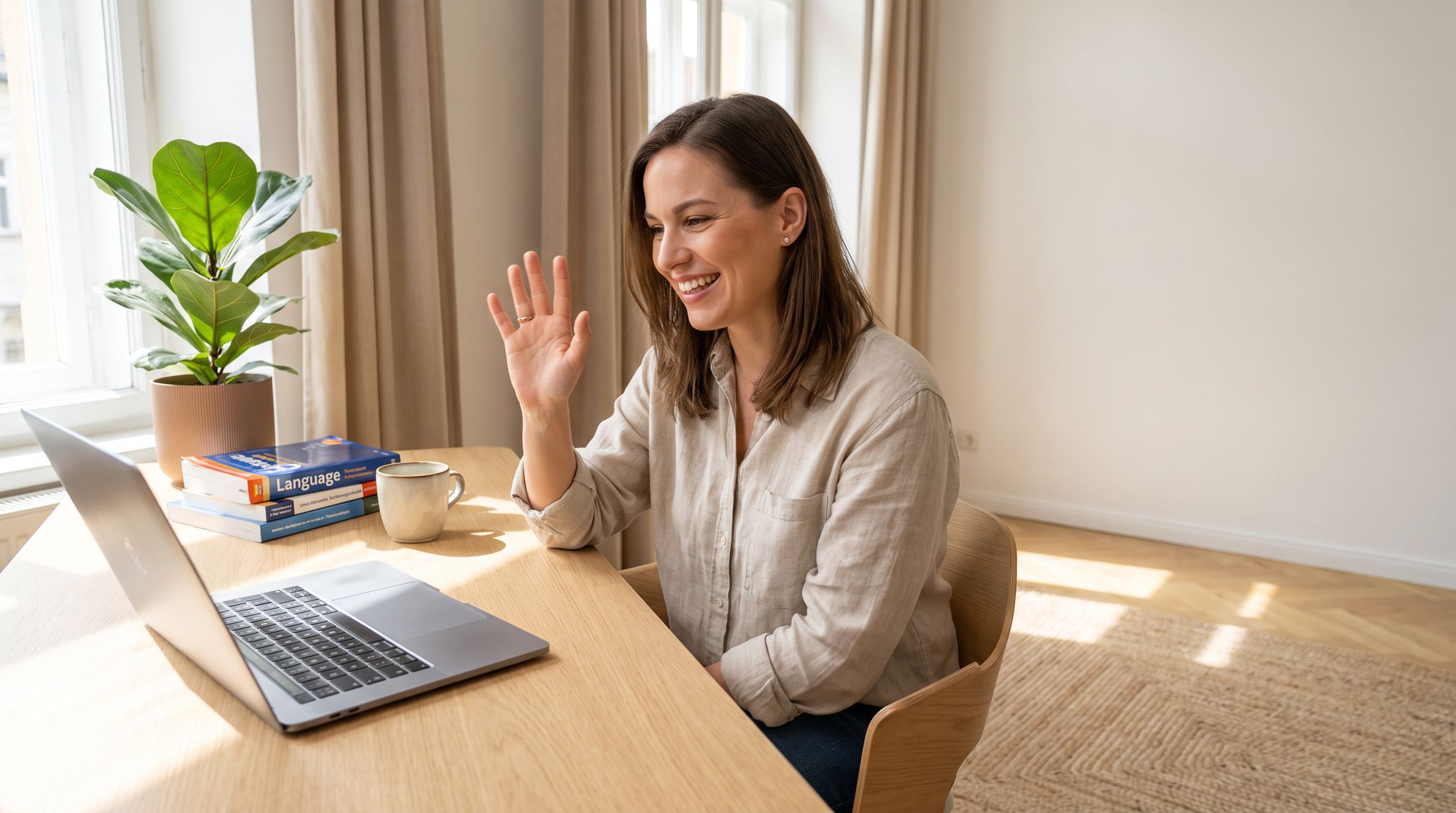 Online nyelvóra a stúdióban