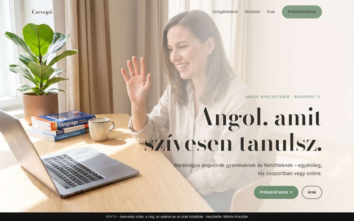 Világos, meleg – asztali nézet